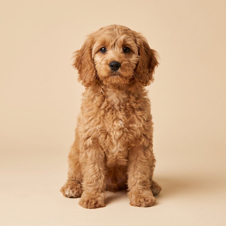 Apricot Cavapoo puppy at twelve to sixteen weeks