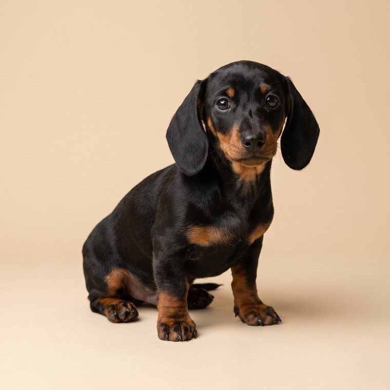 Black and tan Dachshund puppy at eight to twelve weeks