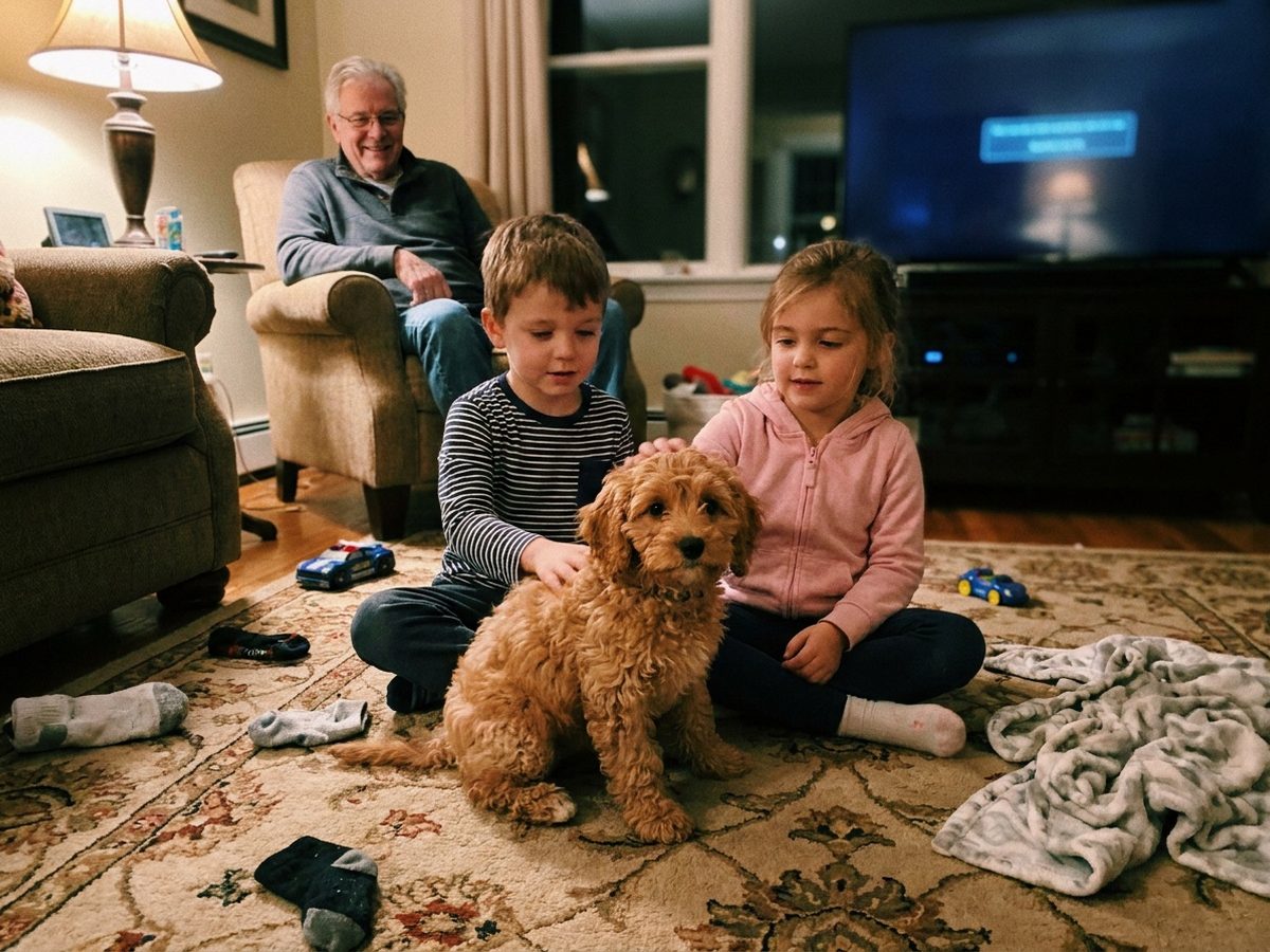Julian with their Cavapoo Honey