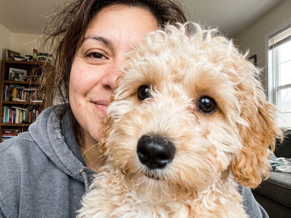 Megan with their Maltipoo Muffin