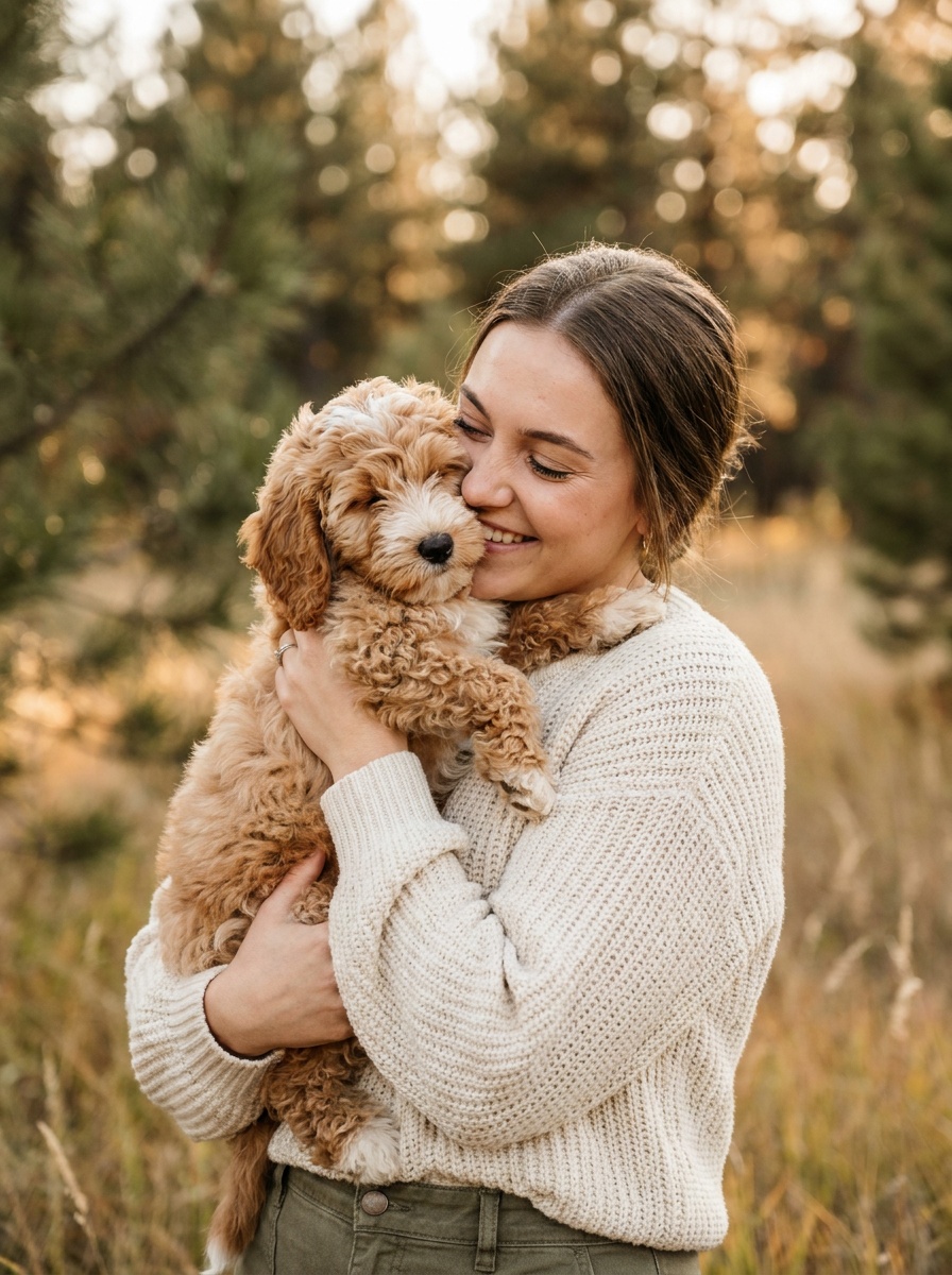 Everpine puppy with a family member