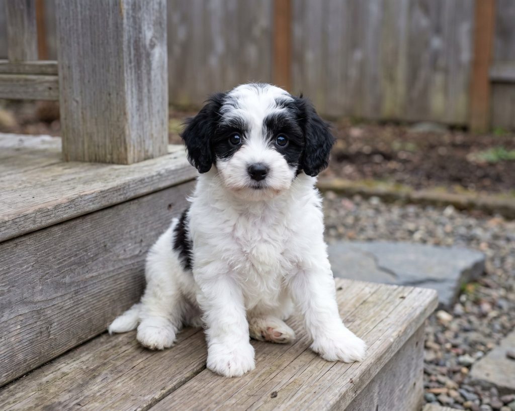 Bear, a Toy Black & White Maltipoo puppy available from Everpine