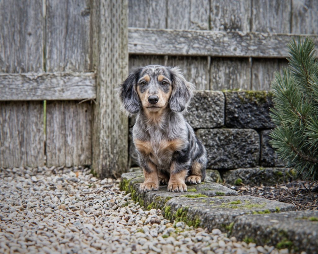 Ranger, a Mini/Miniature Long-Haired Dapple Dachshund puppy available from Everpine